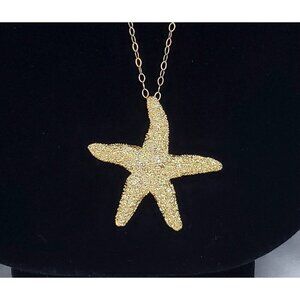 Gold Starfish Pendant Necklace By Love of Pretty With Long 34 inch chain